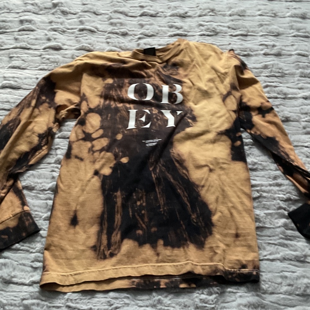 Obey  Long Sleeve Tie-Dye Shirt - Black and Brown